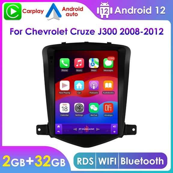 9.7" Touch Screen Android 12 Bluetooth Apple Carplay 2 32GB Wifi RDS Car Stereo Radio Head Unit Multimedia GPS Navigation Player For Chevrolet Chevy Cruze J300 2008 2009 2010 2011 2012