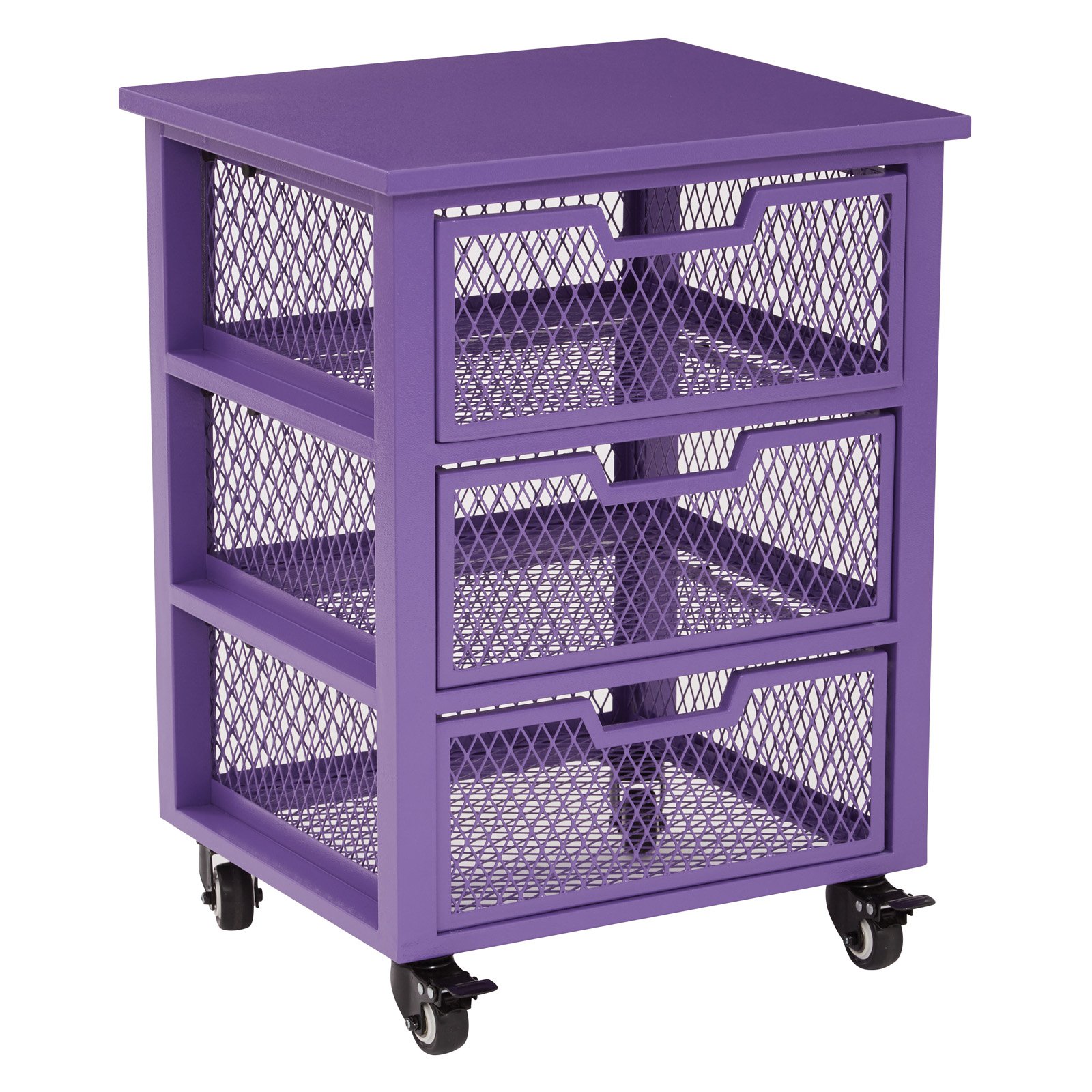 Osp Designs 3 Drawer Metal Filing Cart, Purple