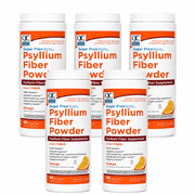 Quality Choice Psyllium Fiber Powder, Sugar Free Orange Flavor, 10 oz, 48 Doses, Naturally Derived Vegetable Fiber Supplement for Daily Fiber Intake 5 Pack