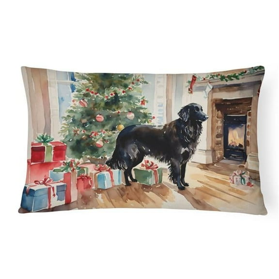 3 x 16 x 12 in. Flat-Coated Retriever Cozy Christmas Throw Pillow