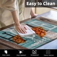 thumbnail image 4 of Farmhouse Anti-Fatigue Kitchen Rug Set of 2 Brown Teal Home Sweet Wood Vintage Cushioned Kitchen Floor Standing Mat Waterproof Non-Slip Kitchen Mat and Rugs PVC Ergonomic Comfort Foam Rug, 4 of 6
