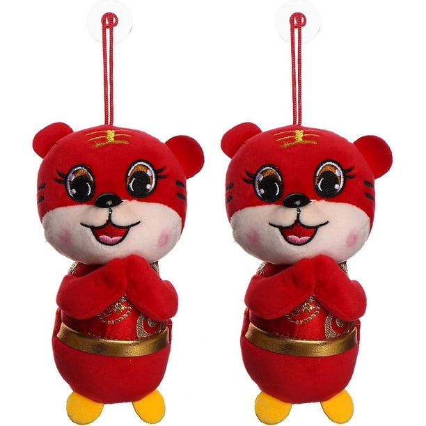 2 Piezas 2022 Año Nuevo Chino Adornos De Tigre Rojo Decoraciones Año Nuevo Chino De Juguete De Tigre Muñeco De Tigre De Peluche Decoraciones De Festival De Mascota