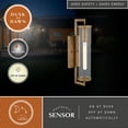 thumbnail image 3 of Morgan Park 20 in. H 1-Light Warm Brass Dusk to Dawn Modern Outdoor Wall Sconce with Clear Seeded Glass Shade, Steel Frame, LED Compatible, Use for Exterior Porch Patio Front Door or Garage, 3 of 10