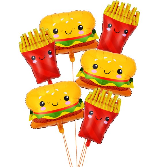 Set de globos GOTPASS de 6 piezas, hamburguesa y papas fritas, foil