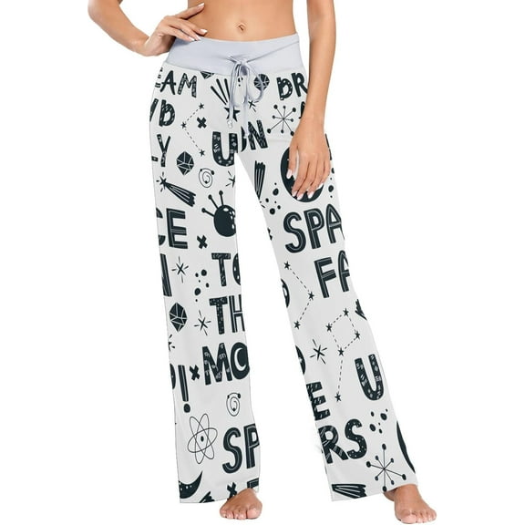 GZHJMY Women's Pajama Pants Space Lettering Comfy Stretch Sleepwear Essentials womens Lightweight Lounge Terry Pajama Pant, X-Small