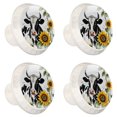 thumbnail image 2 of 4 Pcs Cow and Sunflower Knobs for Kitchen Cabinet Cupboard Dresser Bookcase Drawer Pulls Handles Round Home Decor, 2 of 8