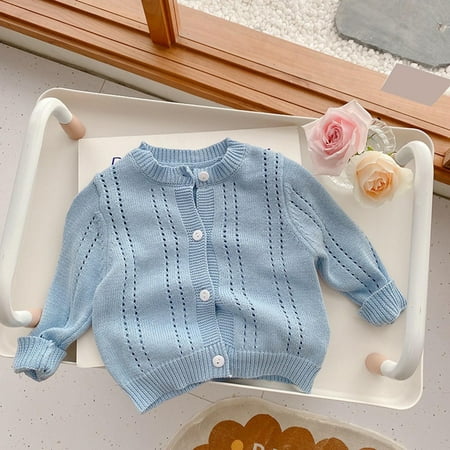 

WZHKSN Child Sweater Kids Toddler Babys Girls Boys Spring Winter Solid Knit Cardigan Long Sleeve Jacket Clothes Pullover Coat