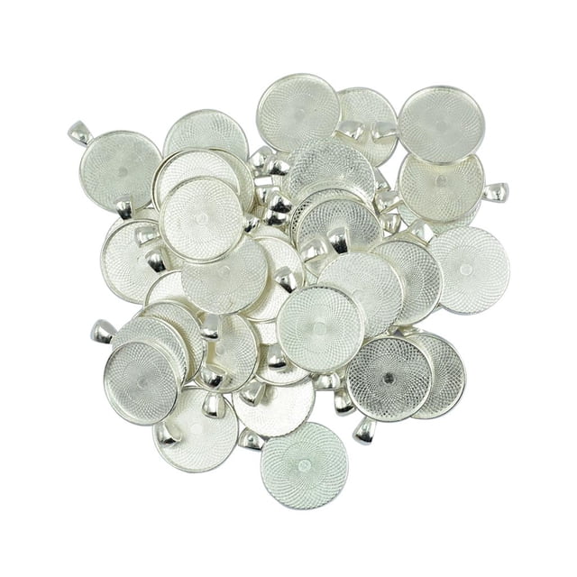 Bandeja Base cabujón Hugo 50 piezas al por mayor en Blanco redondo DIY joyería proyecto Blanco plateado