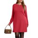 thumbnail image 2 of UVN Vestidos para Mujer Otoño Invierno Manga Larga Cuello Redondo Casual Jersey Sudadera Vestido con Abertura Lateral, 2 of 8