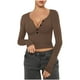 thumbnail image 2 of Ropa para mujer,Blusa informal de poliéster con cuello en V y botones para mujer, manga larga, suave y cómoda para uso diario, sopatenor, 2 of 8
