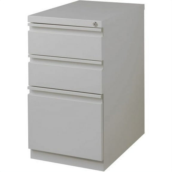Lorell Mobile Box/Box/File Pedestal File 15" x 19.9" x 27.8" - 3 x Drawer(S) for Box, File - Letter - Ball-bearing Suspension, Drawer Extension, Durable, Recessed Drawer - Platinum - Steel - Recycled