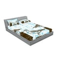 thumbnail image 2 of Ambesonne Blue Fitted Sheet & Pillow Sham Set, Grungy Sketch Seagulls, Full, Blue White Brown, 2 of 2