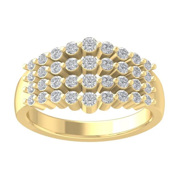 ARAIYA FINE JEWELRY 10K Yellow Gold Round Diamond Band Ring (1/2 cttw, I2-I3 Clarity, I-J Color) Size 6