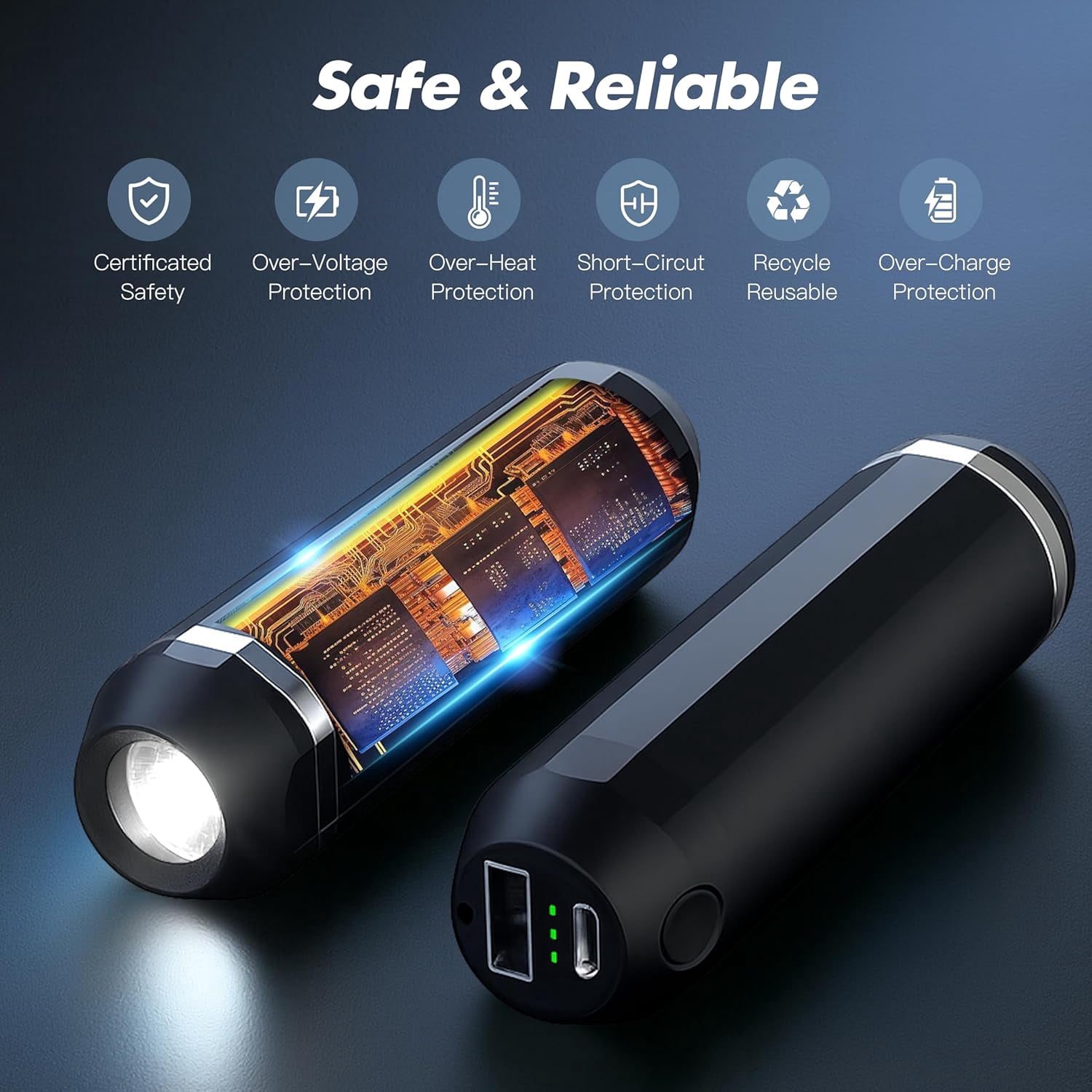 ABCISI 3 in 1 AI Hand Warmers Rechargeable 2 Pack, Magnetic Electric Hand Warmers, Flashlight Function, 5000mAh-3-Level Heat, Slim Pocket, Outdoors, Camping, Hunting, for Men and Women