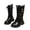 X6Black, variant on GobdXE Girls Knee High Combat Boots Patent Leather Lace Up Kids Shoes Black,7-8 Years