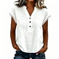thumbnail image 3 of MAFYTYTPR Women's Lace Trim Cap Sleeve V-Neck Crinkle Cotton Blouses Spring Summer Casual Tops for Everyday Wear S-3XL Plus Size, 3 of 9