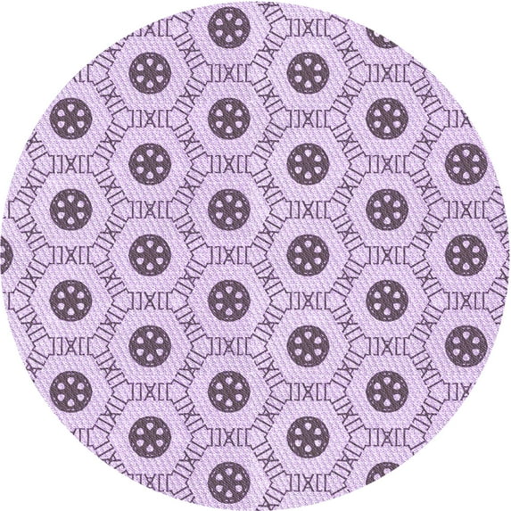 Ahgly Company Machine Washable Indoor Round Transitional Orchid Purple Area Rugs, 7' Round