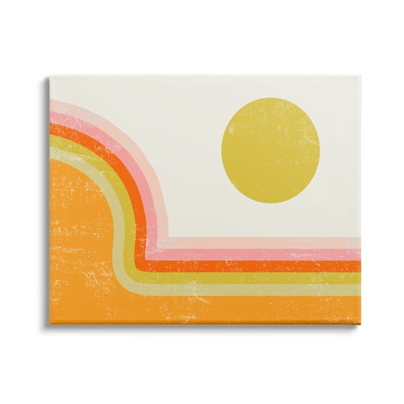 Stupell Indtries Retro Summer Sun Landscape Bold Orange Pink Mountain,48 x 36,Design by Daphne Polselli