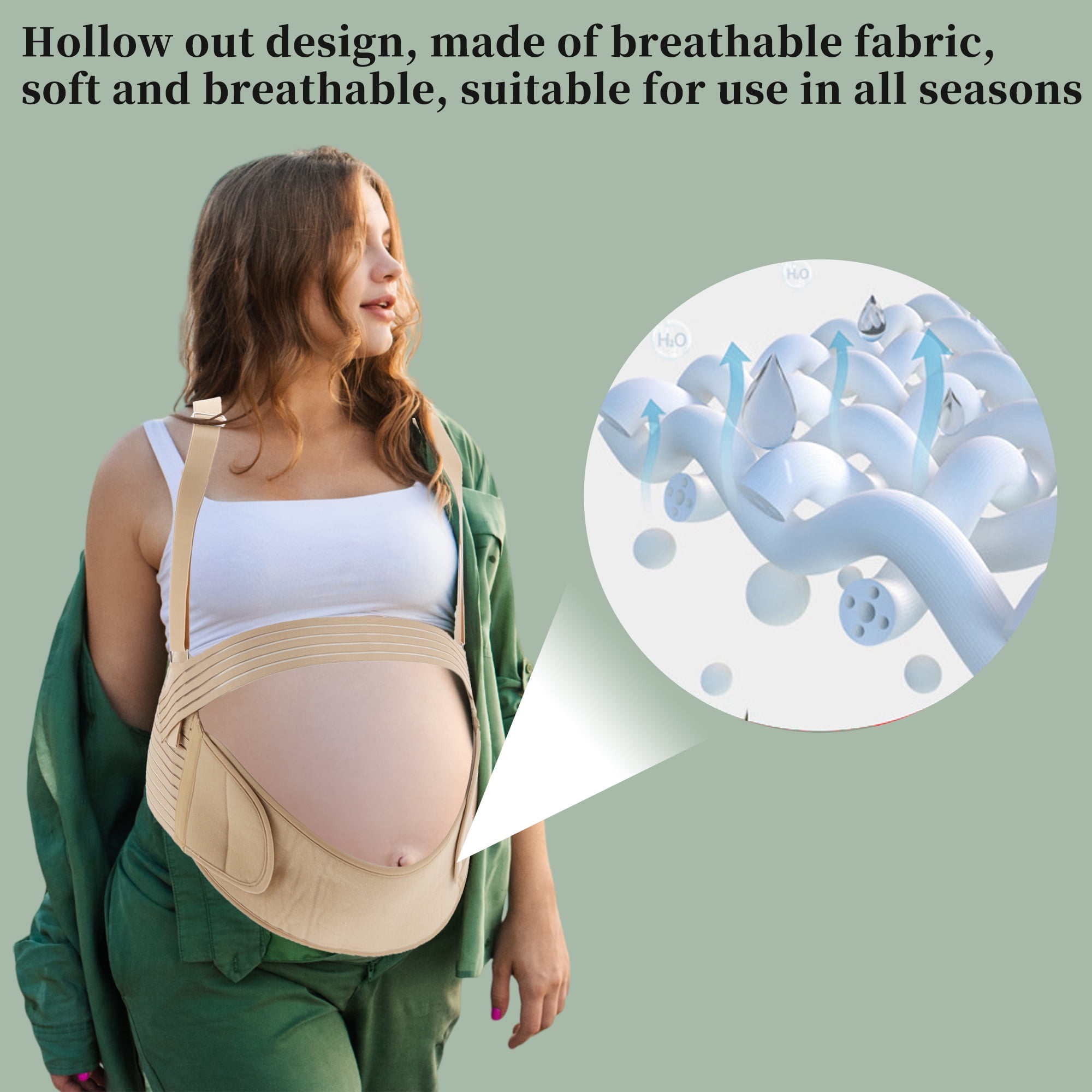 Unique Bargains Pregnancy Belly Band Shoulder Strap Support Brace XX-Large Flesh Color