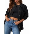thumbnail image 1 of Veste en Jean pour Femmes, Usée, à Manches Longues, Surdimensionnée, Style Camionneur, Manteau, Noir, TG, 1 of 9