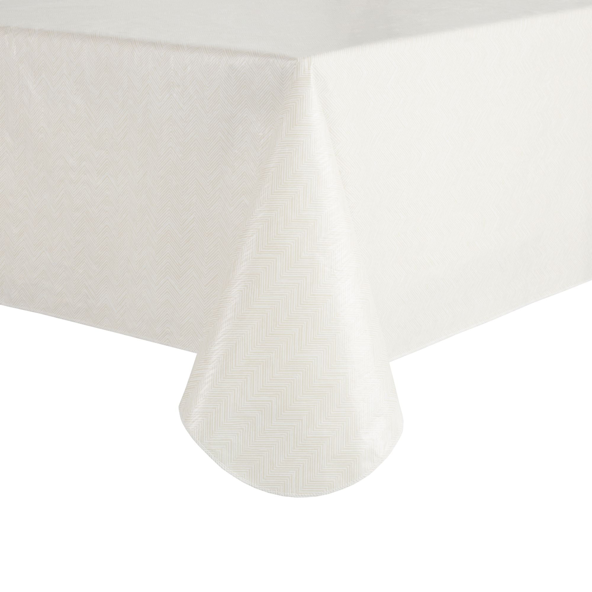 Mainstays Herringbone PEVA Tablecloth, Beige, 60"W x 84"L Rectangle, Available in various sizes and colors