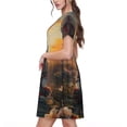 thumbnail image 2 of Disketp Flower Meditating Rabbit para Vestido de Manga Corta para Mujeres, Vestidos de Verano para Mujeres, Casual y Holgado para la Playa, 2 of 6