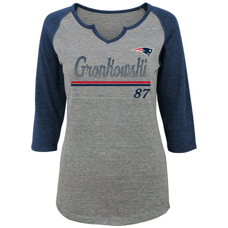 Rob Gronkowski New England Patriots Women's Juniors Over the Line Player Name & Number Tri-Blend 3/4-Sleeve (Best Over The Line Team Names)