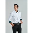 thumbnail image 2 of HISDERN Mens White Dress Shirts Classic Fit Button Down Shirt Long Sleeve Inner Contrast, 2 of 9