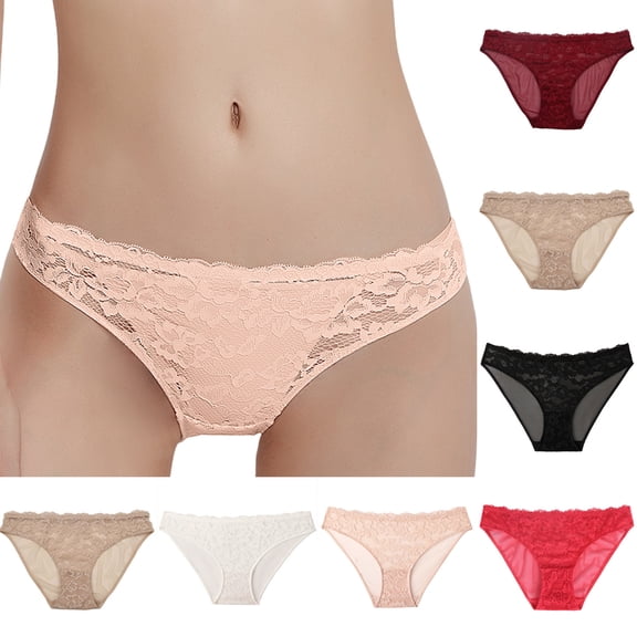 Agkizg Plus Size Womens Panties,Breathable Underwear for Women's Comfortable Temperament Fashion Lace Oversized Lace Patchwork Underwear