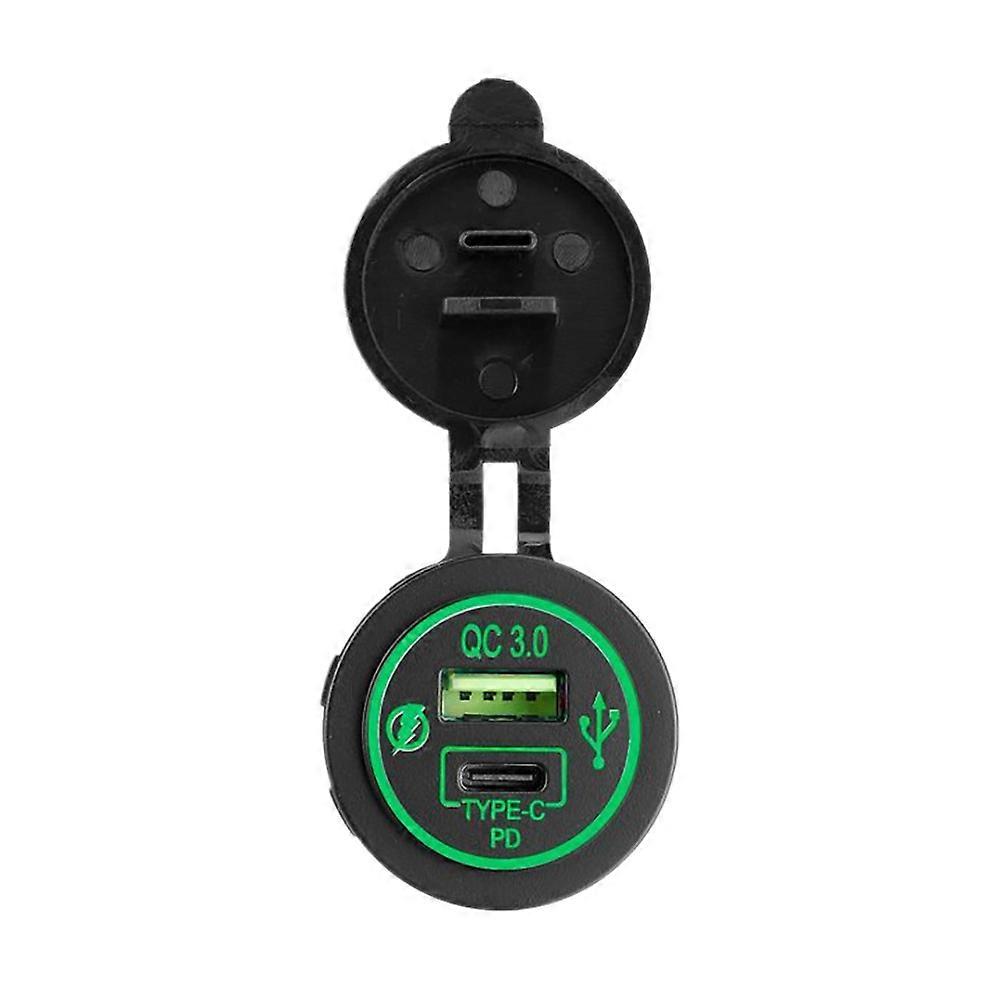 Dual USB Type C PD+QC3.0 Car Charger Socket LED USB Quick Charger Adapter compatible 12-24V Car Boat Marin_Perfect Gift