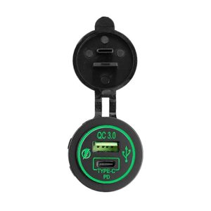 Double USB Socket chargeur de type C PD+QC3.0 LED USB Adaptateur de charge rapide compatible 12-24V Bateau de voiture Marin_Perfect Gift