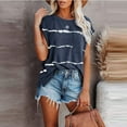 thumbnail image 2 of Babysbule Womens Tops, Fashion Women Casual Loose Print O-Neck Short Sleeve T-Shirt Blouse Striped, 2 of 5