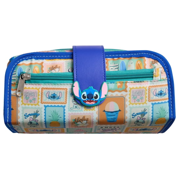 Stitch Utility Pencil Pouch, Zipper Closure, Blue