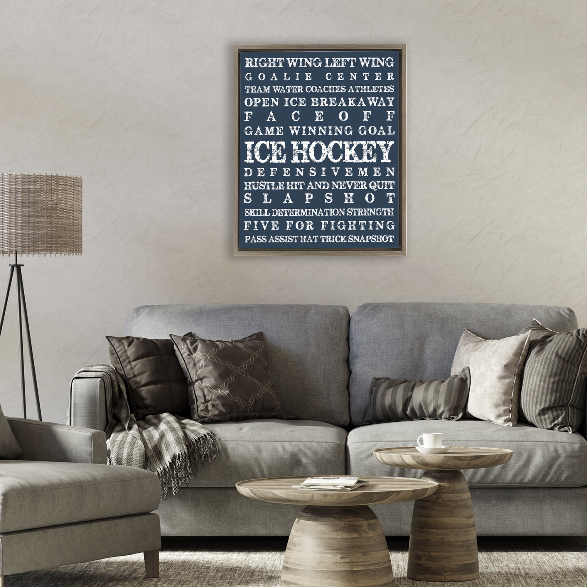 Stupell Industries Ice Hockey Expressions Brown Framed Floater Canvas Wall Art, design by Melody Hogan