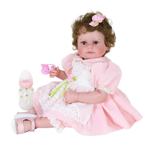 Lullaby Rose: Muñeco Bebé Reborn Realista de 20 Pulgadas con Cuerpo de Tela, Cabello Enraizado, Chupón y Biberón