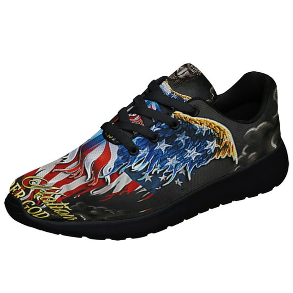 One Nation Under God Jesus ChriStan Cross American flag Eagle Shoes Sneakers Black Size 3.5