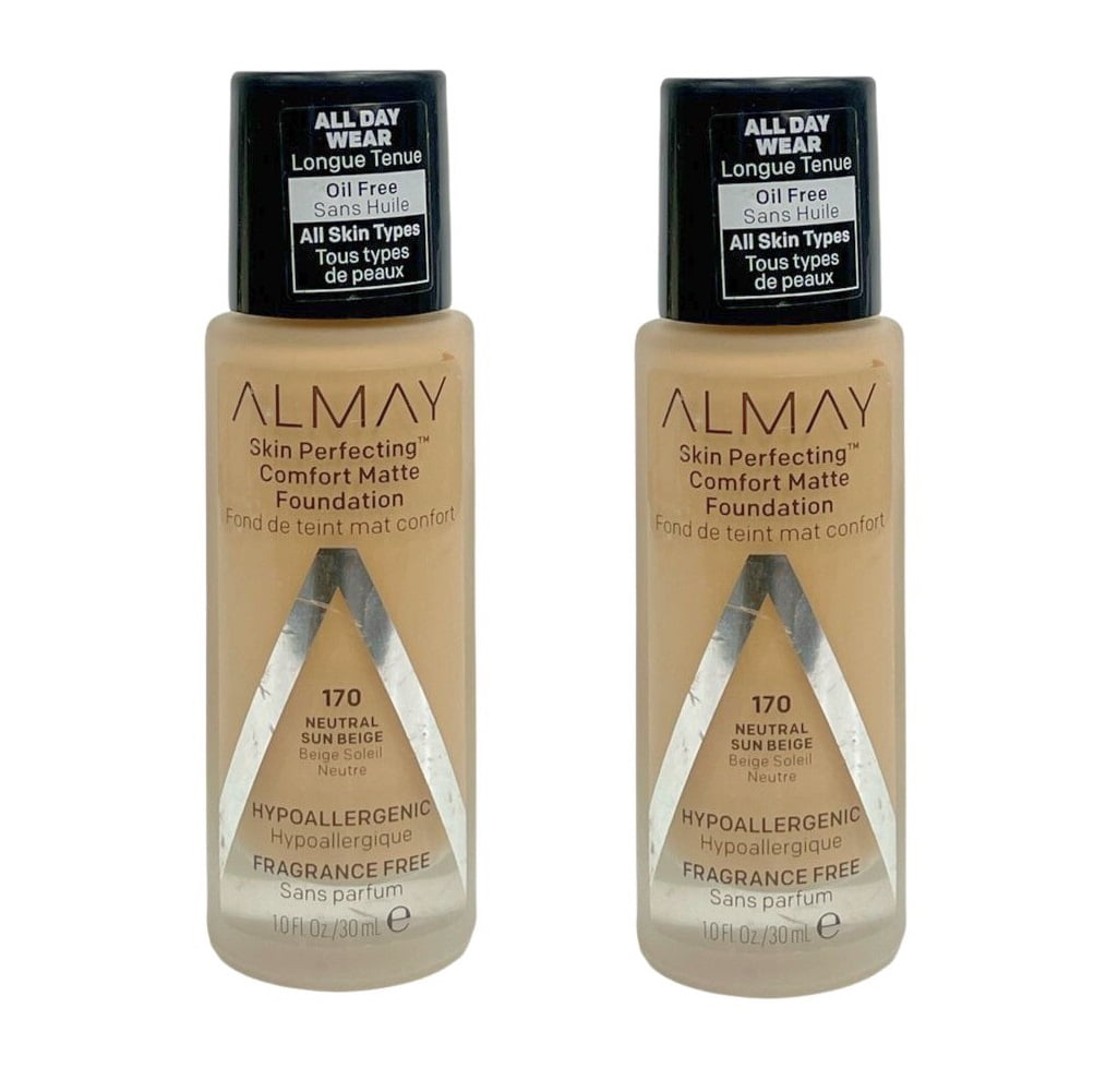 Pack of 2 Almay Skin Perfecting Comfort Matte Foundation, Neutral Sun Beige 170