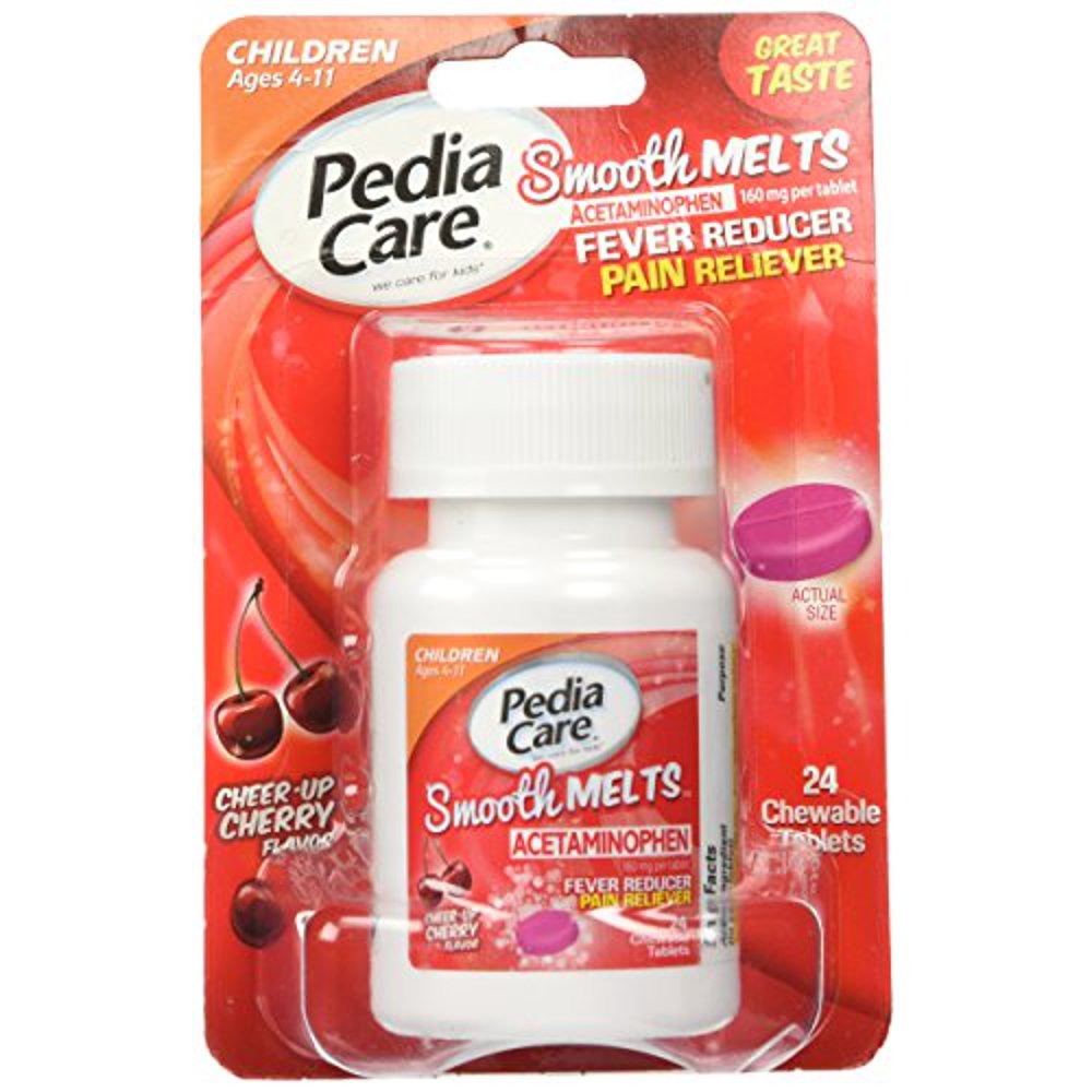 3 Pack Pedia Care Smooth Melts Acetaminophen Fever Chewable Cherry