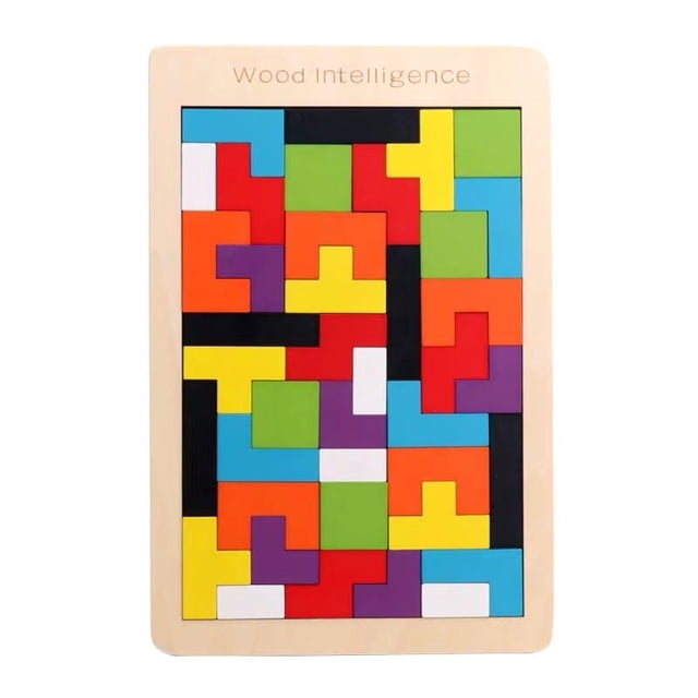 Rompecabezas 3D de madera para niños Educación temprana Rompecabezas geométricos Tangram Juego Juguetes Montessori Aprendizaje 155 piezastetris zhangmengya unisex