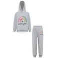 thumbnail image 3 of TiaoBug Kids Girls Hoodies Tracksuit Long Sleeve Sweatshirts with Jogger Sweatpants Set Grey-B 9-10, 3 of 7
