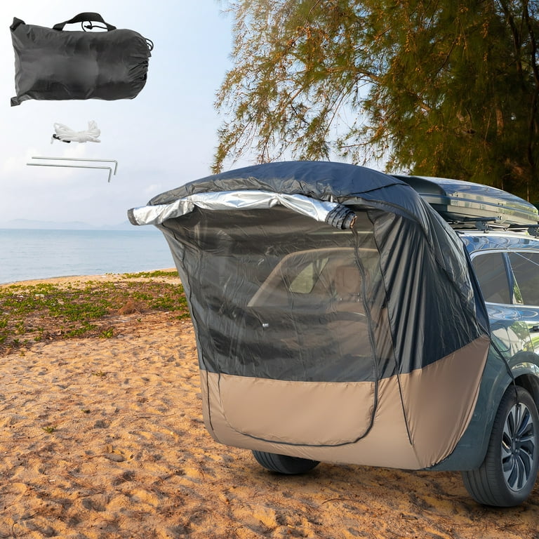 Windproof Camping Outdoor Car SUV Trunk Tent Rear Awning Sunshade Rainproof Canopy  Tailgate Tent Camping SUV Car Truck Rear Awning Shelter Sunshade Canopy  Outdoor Portable Camping Car Trunk Tent 