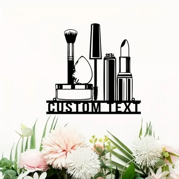 Custom Beauty Cosmetics Metal Wall Art, Personalized Makeup Artist Name Sign Home Decor, Makeup Salon Decor Sign Artwork