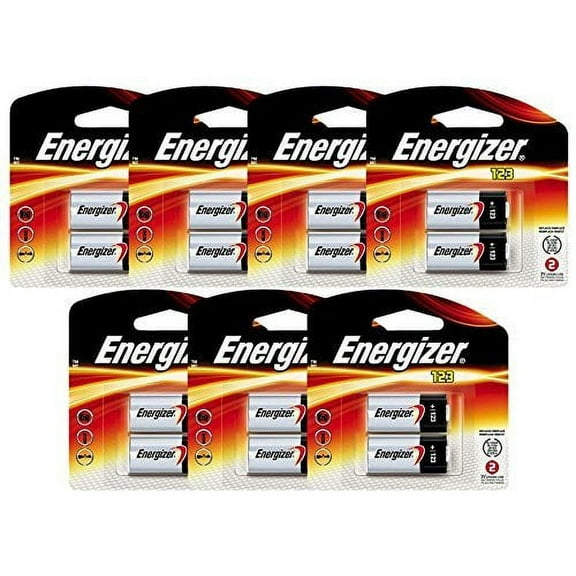 14 Energizer Lithium CR123A 3V Photo Lithium Batteries - In Retail Package (7x2)