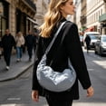 thumbnail image 6 of Women's Nylon Crescent Dumpling Bag - Large Capacity Crossbody & Shoulder Bag with Pleated Tassels, Water-Repellent, Stylish Design for Commute, Shopping & Daily Use Light Blue, 6 of 6