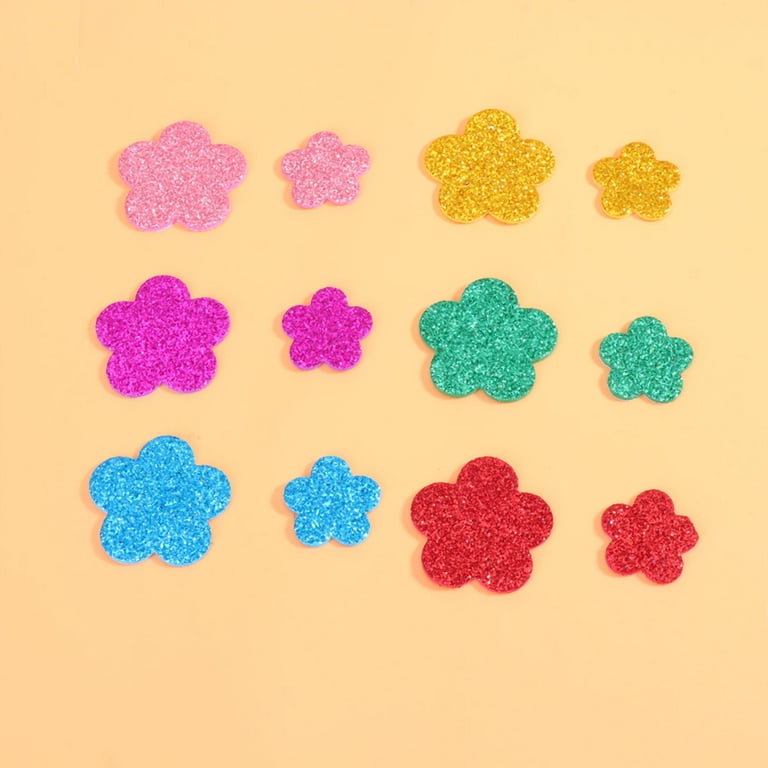 Incraftables Glitter Foam Stickers for Kids Self Adhesive 100pcs (Flower, Heart, Star and Butterfly), Multicolor