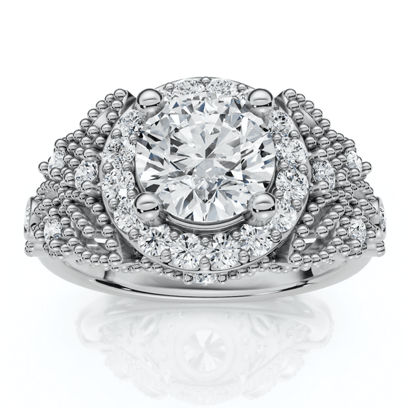 Pompeii 1Ct Vintage Accent Halo Diamond Engagement Ring 14k Gold or Platinum Lab Grown