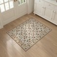 thumbnail image 3 of ODIKA 3'x5' Washable Area Rug Non-Slip, Flatweave, Easy Care Neutral Fall Vintage Trellis Delicate Border Scroll Cream Boho for Hallway, Laundry Room, 3 of 7