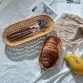 thumbnail image 2 of Long Oval Rattan Bread Basket Woven Loaf Bread Basket, Natural Wicker Serving Basket for French Bread, Rolls, 2 of 6