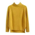 thumbnail image 3 of DuoJiaJ Women Sweaters Turtleneck Pullover Oversized Sweater Long Sleeve Casual Cozy Top Yellow One Size, 3 of 3