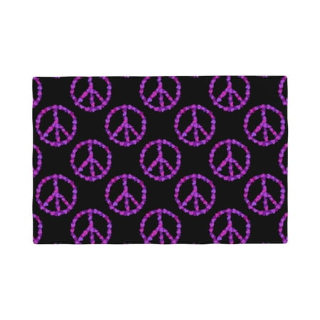 

Table Placemats Set of 4 - purple hearts peace sign black 12x18 In Faux Linen Double Heat Resistant Place Mats Cloth Indoor/Outdoor Placemats Washable Table Mats for Dining Kitchen Party
